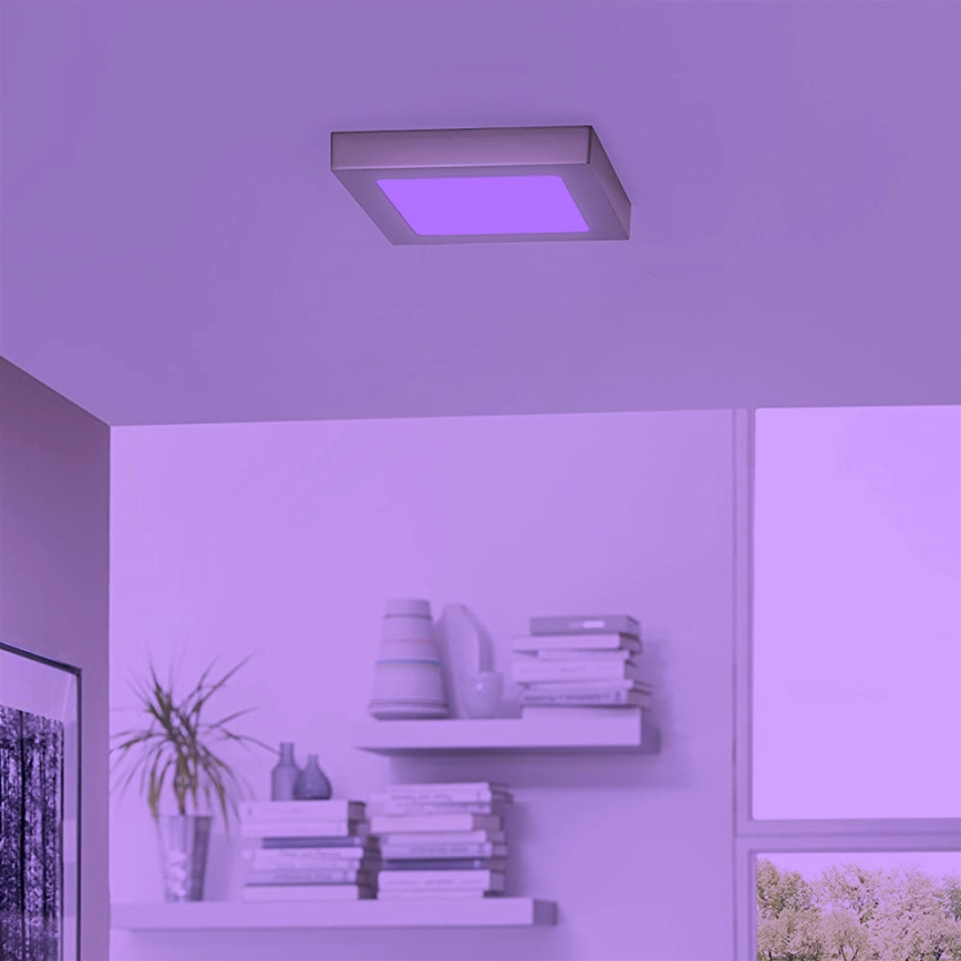 Eglo 33319 - Plafonnier LED RGBW dimmable FUEVA-C LED/15,6W/230V 2700-6500K 22,5x22,5 cm chrome mat