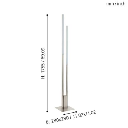 Eglo 33323 - Lampadaire RGBW à intensité variable FRAIOLI-C 2xLED/17W/230V 2700-6500K chrome mat