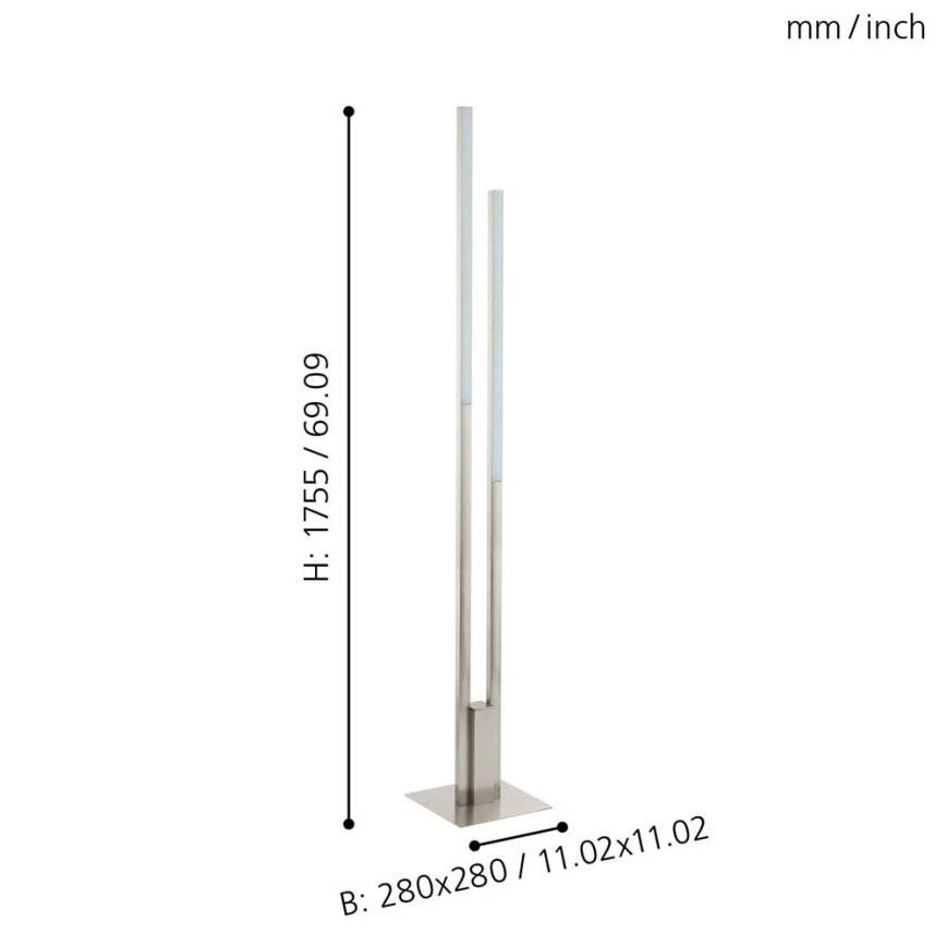 Eglo 33323 - Lampadaire RGBW à intensité variable FRAIOLI-C 2xLED/17W/230V 2700-6500K chrome mat