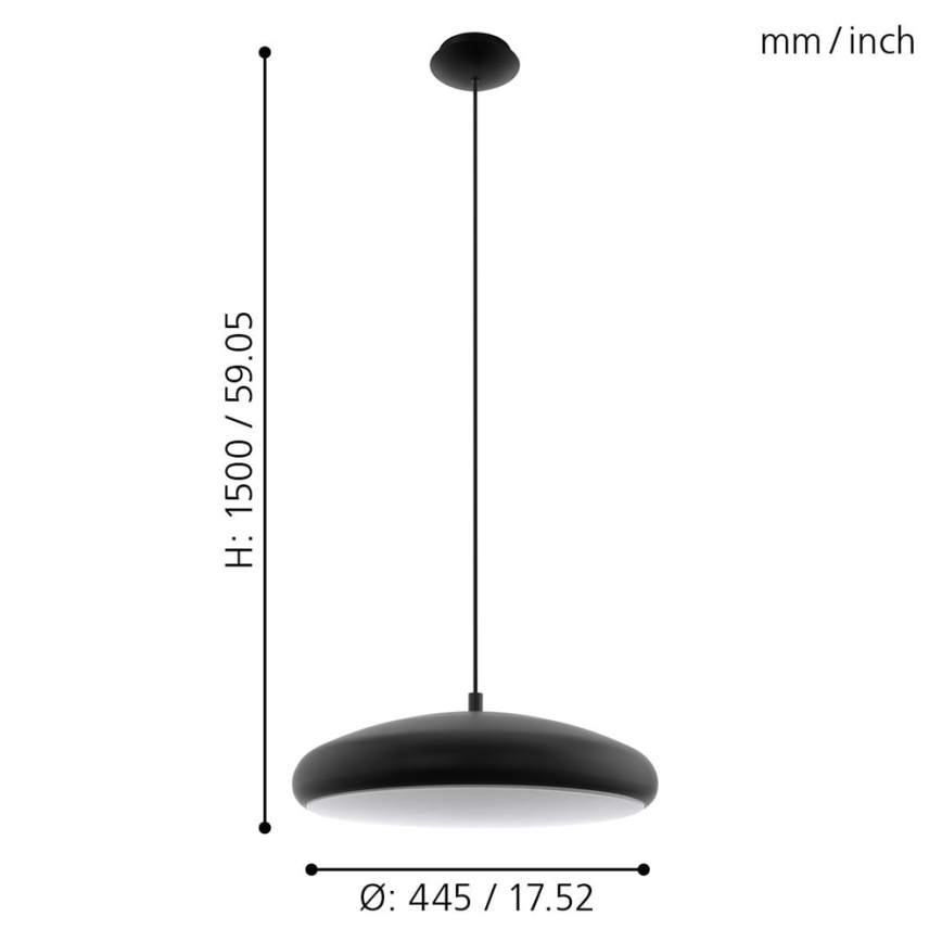 Eglo 33328 - LED RGBW Lampadario dimmerabile a sospensione con filo RIODEVA-C LED/27W/230V 2700-6500K nero