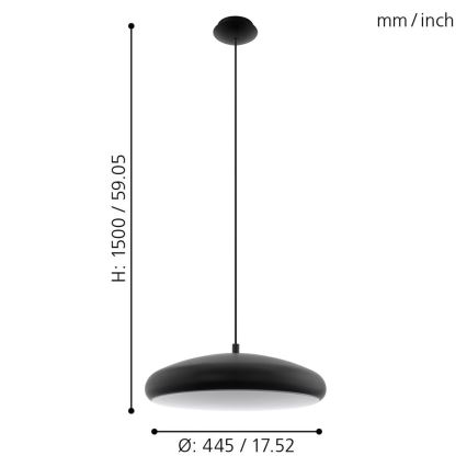 Eglo 33328 - Suspension filaire RGBW à intensité variable RIODEVA-C LED/27W/230V 2700-6500K noir
