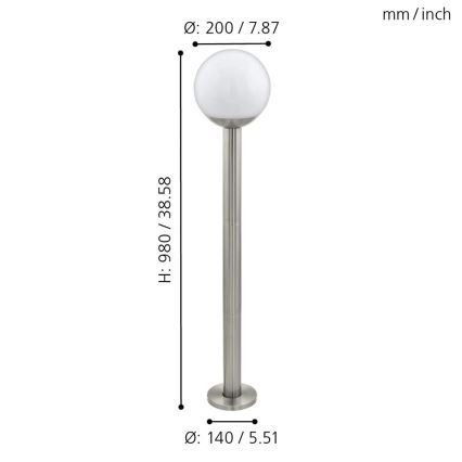Eglo 33566 - LED-dimmbare Außenleuchte NISIA-C 1xE27/9W/230V 980 mm IP44