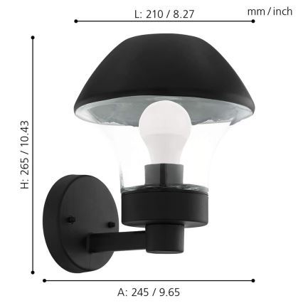 Eglo 33567 - Applique murale d'extérieur LED dimmable VERLUCCA-C 1xE27/9W/230V IP44