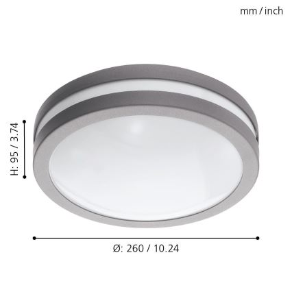 Eglo 33572 - plafonnier LED dimmable pour salle de bains LOCANA-C LED/14W/230V IP44 argenté