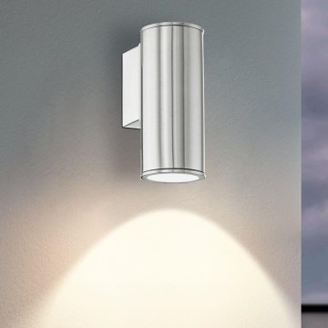 Eglo 33581 - LED RGBW dimmbare Außenwandleuchte RIGA 1xGU10/5W/230V 2700-6500K IP44 mattchrom