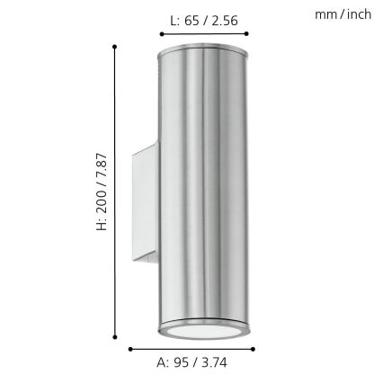 Eglo 33582 - Dimmbare LED-RGBW-Wandbeleuchtung für den Außenbereich RIGA 2xGU10/5W/230V IP44
