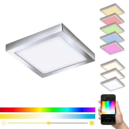 Eglo 33668-LED RGBW Dimmbare Badleuchte FUEVA-C 21W/230V 2700-6500K 30x30cm IP44