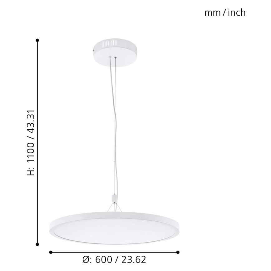 Eglo 33676 - suspension LED RGBW dimmable sur câble CERIGNOLA-C LED/32W/230V 2700-6500K blanche + télécommande
