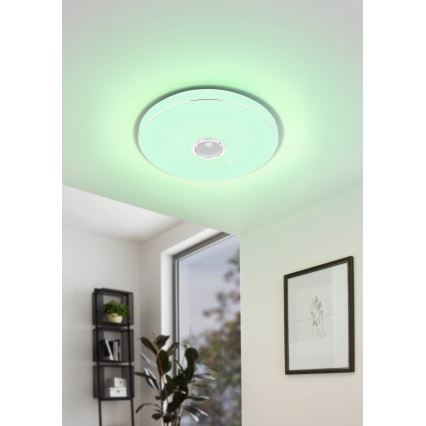Eglo - LED RGBW Plafoniera dimmerabile da bagno con altoparlante LED/19W/230V 3000-6500K IP44 diametro 39 cm bianco + telecomando