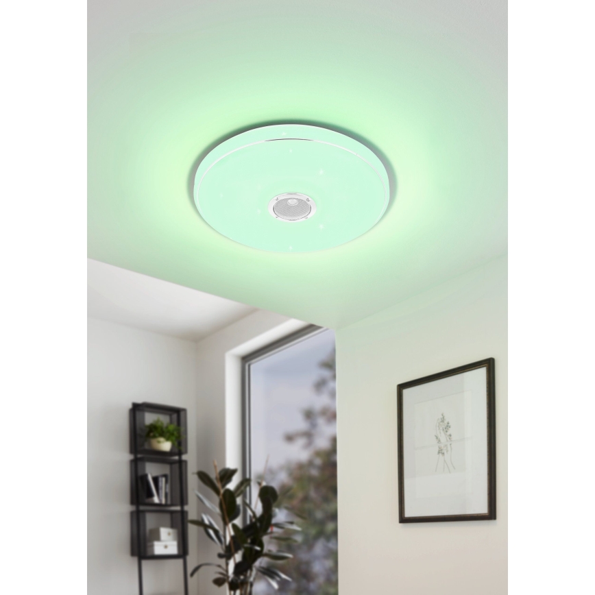 Eglo - LED RGBW Plafoniera dimmerabile da bagno con altoparlante LED/19W/230V 3000-6500K IP44 diametro 39 cm bianco + telecomando