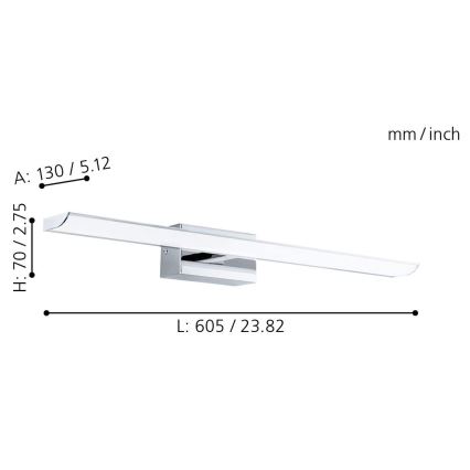 Eglo 33767 - Illuminazione a LED RGBW Dimmerabile per specchio da bagno TABIANO-C LED/15,6W/230V 2700-6500K 60,5 cm IP44 + telecomando