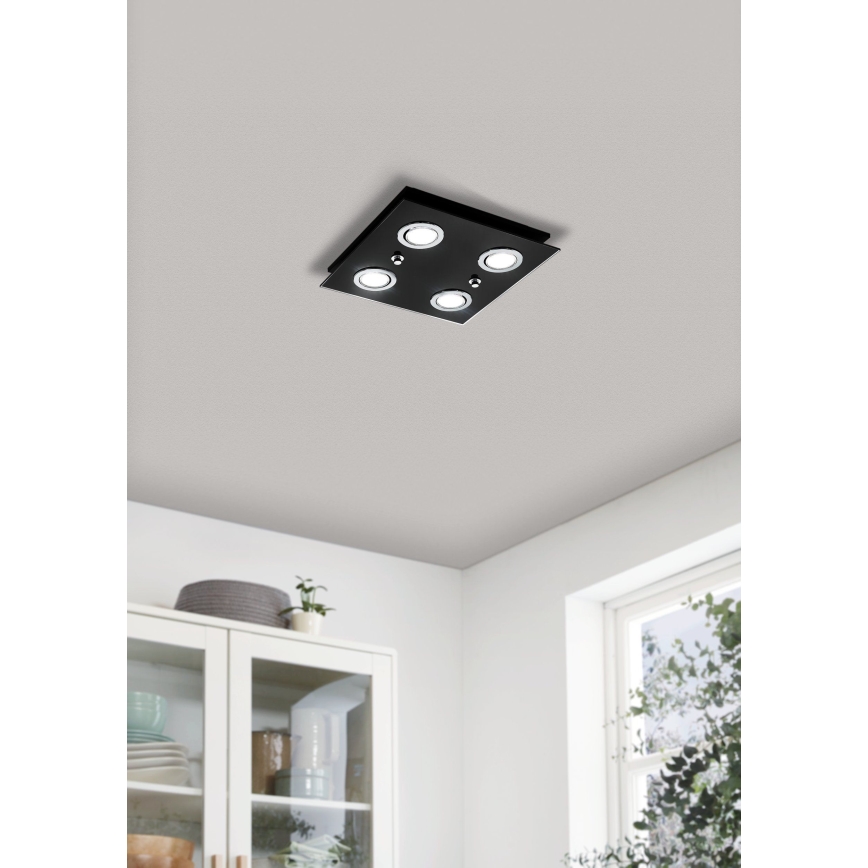 Eglo - Plafoniera LED 4xGU10/2,8W/230V 3000K nero