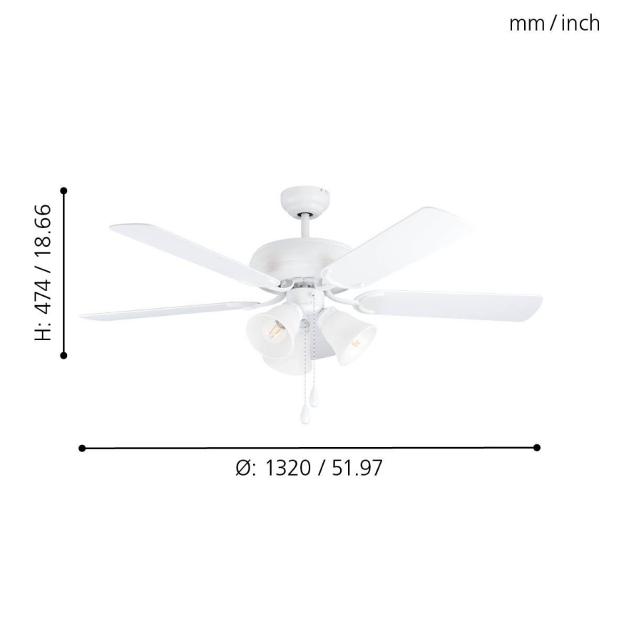 Eglo 35076 - Ventilatore da soffitto LAS PALMAS 3xE27/40W/230V bianco