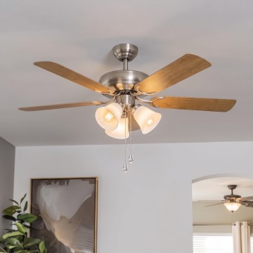 Eglo 35077 - Deckenventilator LAS PALMAS 3xE27/40W/230V mattchrom/braun