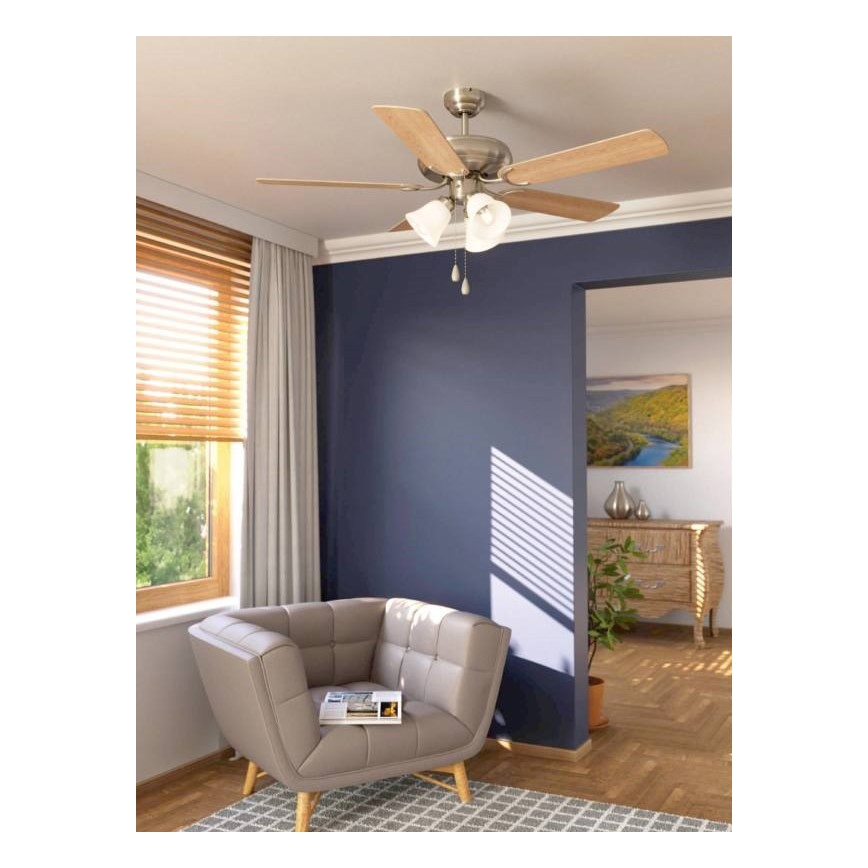 Eglo 35077 - Deckenventilator LAS PALMAS 3xE27/40W/230V mattchrom/braun