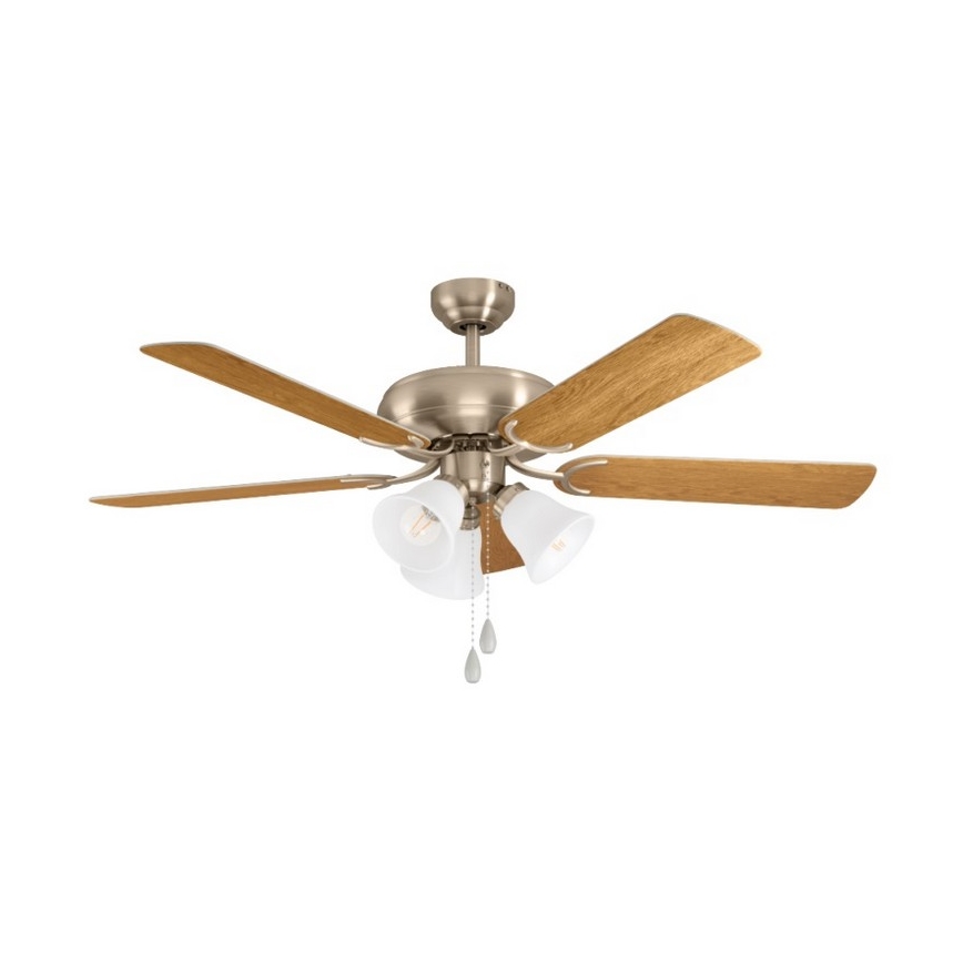 Eglo 35077 - Ventilateur de plafond LAS PALMAS 3xE27/40W/230V chrome mat/marron