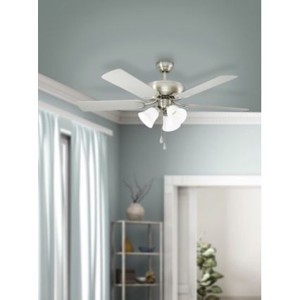 Eglo 35077 - Ventilateur de plafond LAS PALMAS 3xE27/40W/230V chrome mat/marron