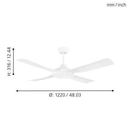 Eglo - Ventilatore da soffitto 52W/230V + telecomando bianco