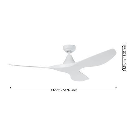 Eglo - Ventilatore da soffitto Ø 132 cm bianco + telecomando