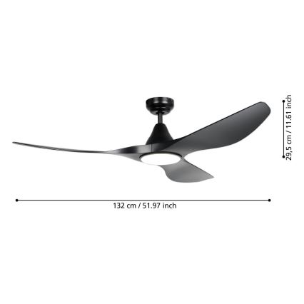 Eglo - Ventilatore da soffitto LED/19W/230V Ø 132 cm nero + telecomando