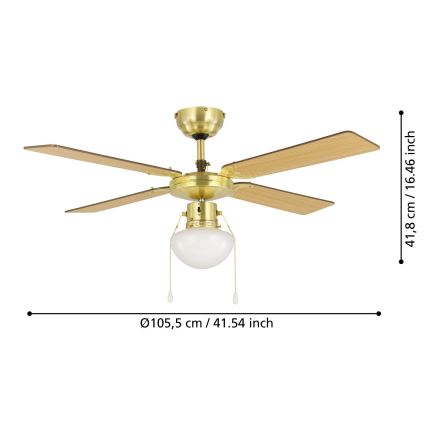 Eglo - Deckenventilator 1xE27/60W/230V golden