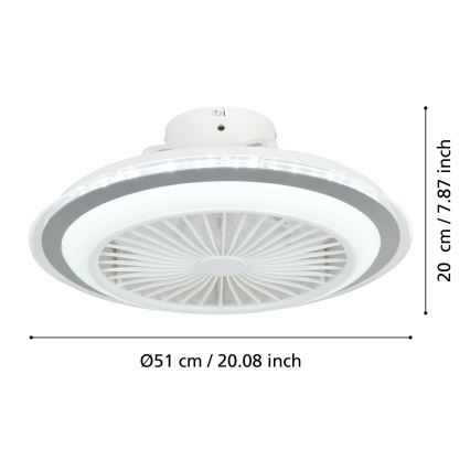 Eglo - Ventilateur de plafond à intensité variable LED/25,5W/230V blanc/gris 2700-6500K + télécommande