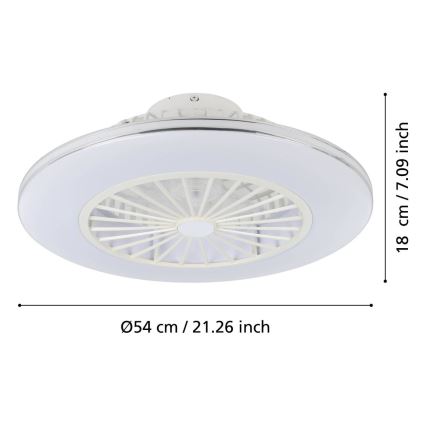 Eglo - Ventilateur de plafond LED dimmable 3xLED/12,6W/230V Ø 55 cm blanc + télécommande