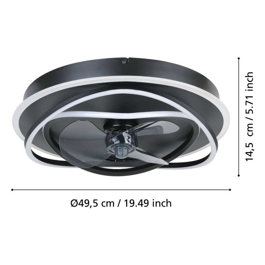 Eglo - LED-dimmbarer Deckenventilator 4xLED/9W/230V 2700-6500K Ø50 cm schwarz + Fernbedienung