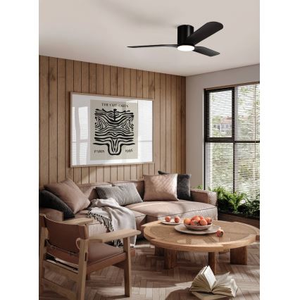 Eglo - Ventilateur de plafond LED à intensité variable/17W/230V Ø 132 cm noir + télécommande