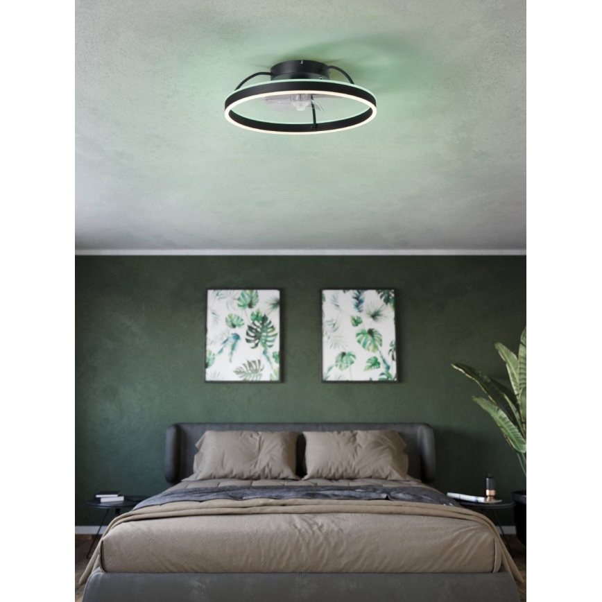 Eglo - Ventilatore da soffitto dimmerabile LED RGBW/36W/230V 3000–6500K Ø 50 cm nero + telecomando