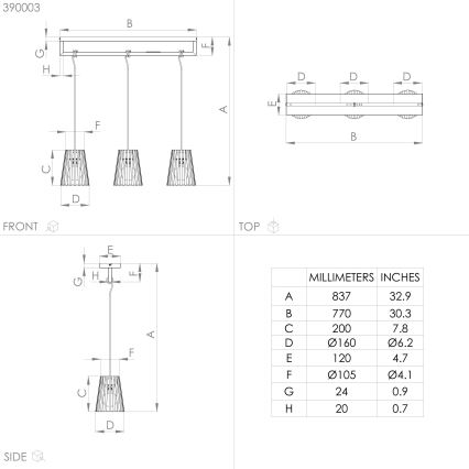 Eglo - Suspension filaire 3xE27/40W/230V noir