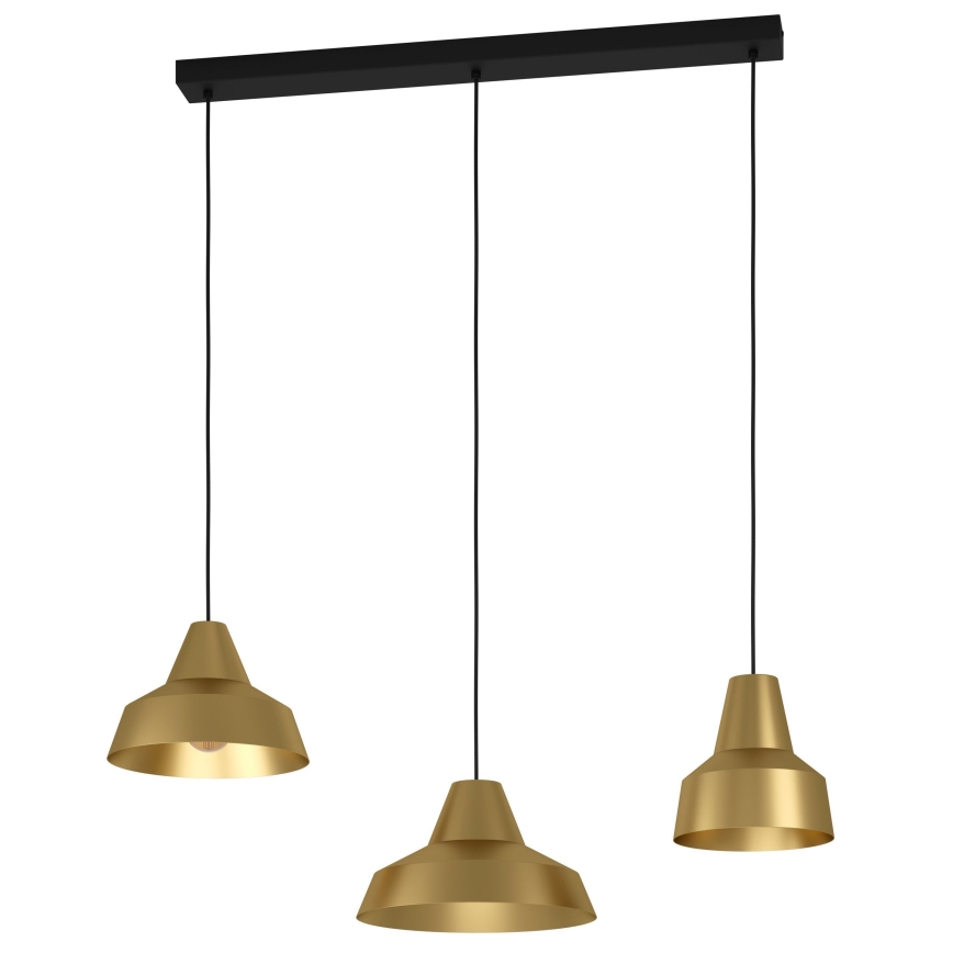 Eglo - Lampadario a sospensione con filo 3xE27/40W/230V oro