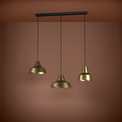 Eglo - Lampadario a sospensione con filo 3xE27/40W/230V oro