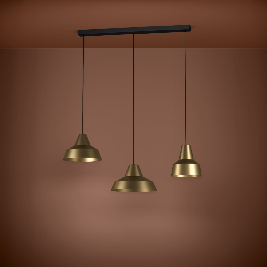 Eglo - Lampadario a sospensione con filo 3xE27/40W/230V oro