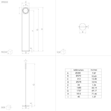 Eglo - Lampadaire à intensité variable LED/20W/230V 3000K noir