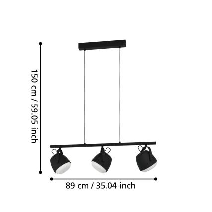 Eglo - Hängeleuchte 3xE27/28W/230V schwarz