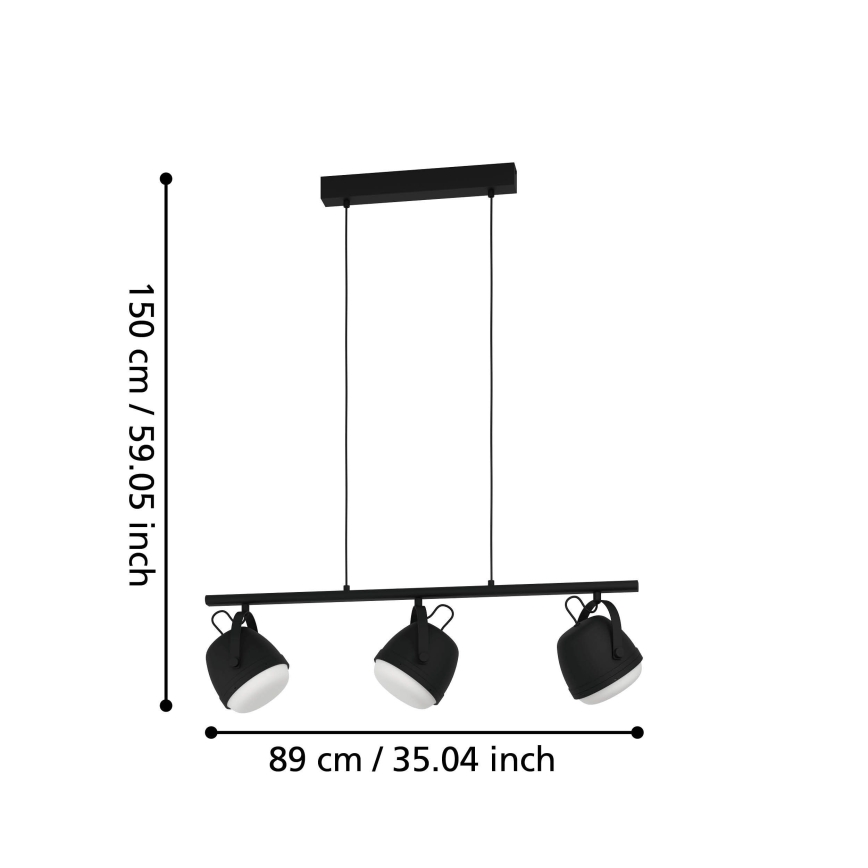 Eglo - Hängeleuchte 3xE27/28W/230V schwarz