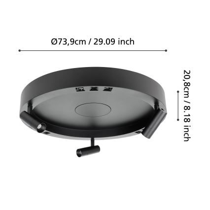Eglo - Plafoniera LED dimmerabile 3xLED/8W/230V + 3xLED/8,5W 3000K nero + telecomando