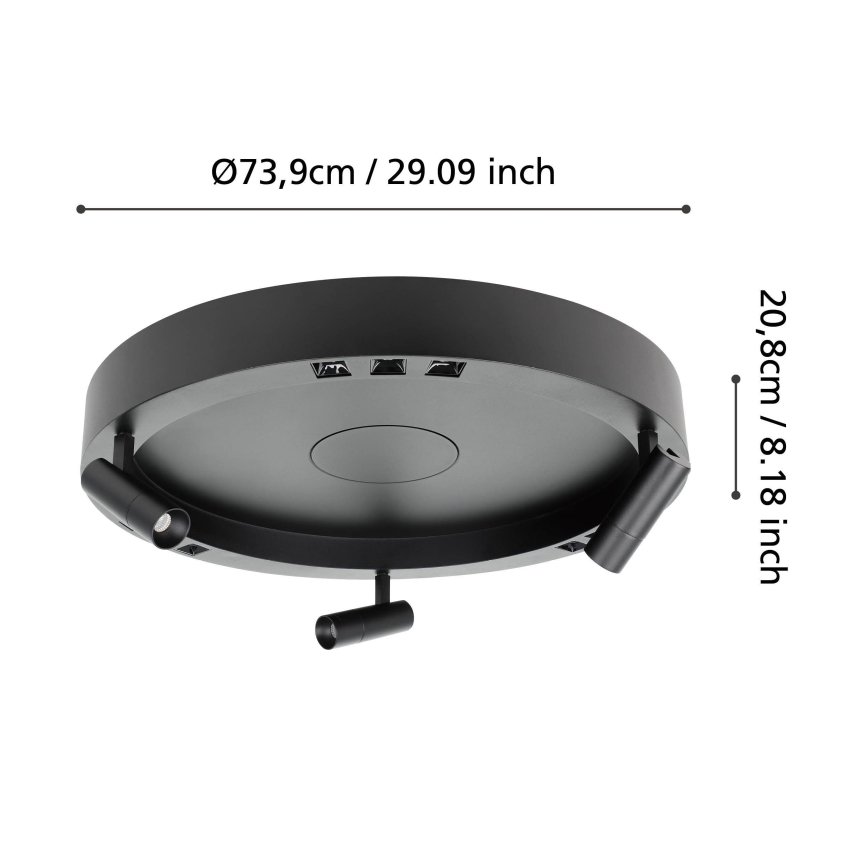 Eglo - Plafonnier à intensité variable 3xLED/8W/230V + 3xLED/8,5W 3000K noir + Télécommande