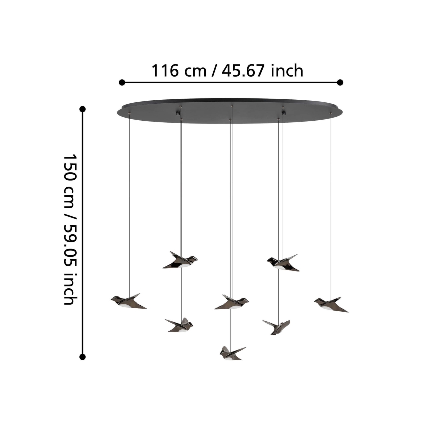 Eglo - Lampadario a sospensione con filo LED dimmerabile 8xLED/4,2W/230V 3000K nero