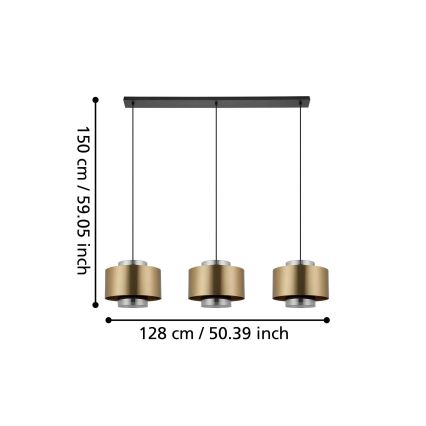 Eglo - Suspension filaire 3xE27/40W/230V doré