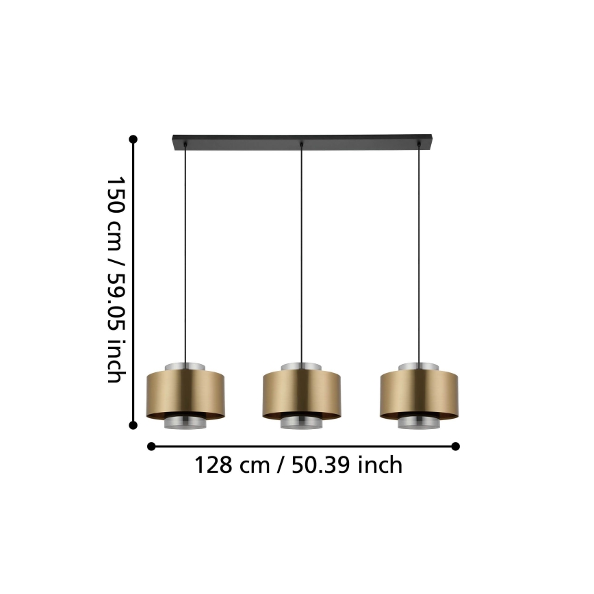 Eglo - Suspension filaire 3xE27/40W/230V doré