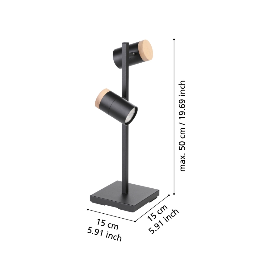 Eglo - Lampada da tavolo LED 2xGU10/4,5W/230V 3000K nero/marrone