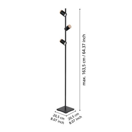 Eglo - Lampada LED da terra 3xGU10/4,5W/230V 3000K nero/marrone