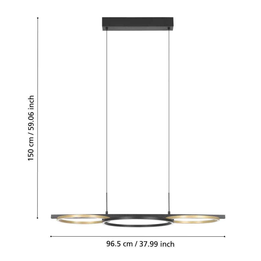 Eglo - Suspension filaire à intensité variable 2xLED/12,5W/230V + LED/15,5W 3000K noir