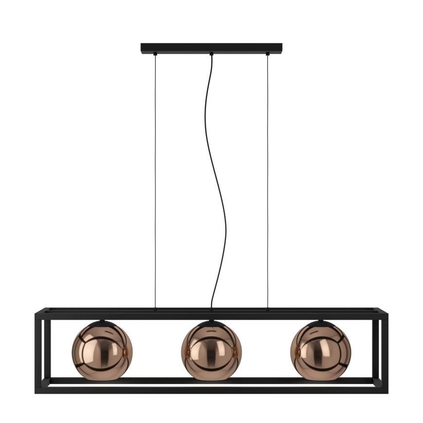 Eglo - Suspension filaire 3xE27/40W/230V cuivre/noir