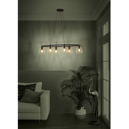 Eglo - Lampadario a sospensione con filo 6xE27/40W/230V nero/oro