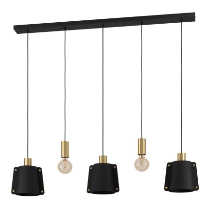 Eglo - Lampadario a sospensione con filo 5xE27/40W/230V nero/oro