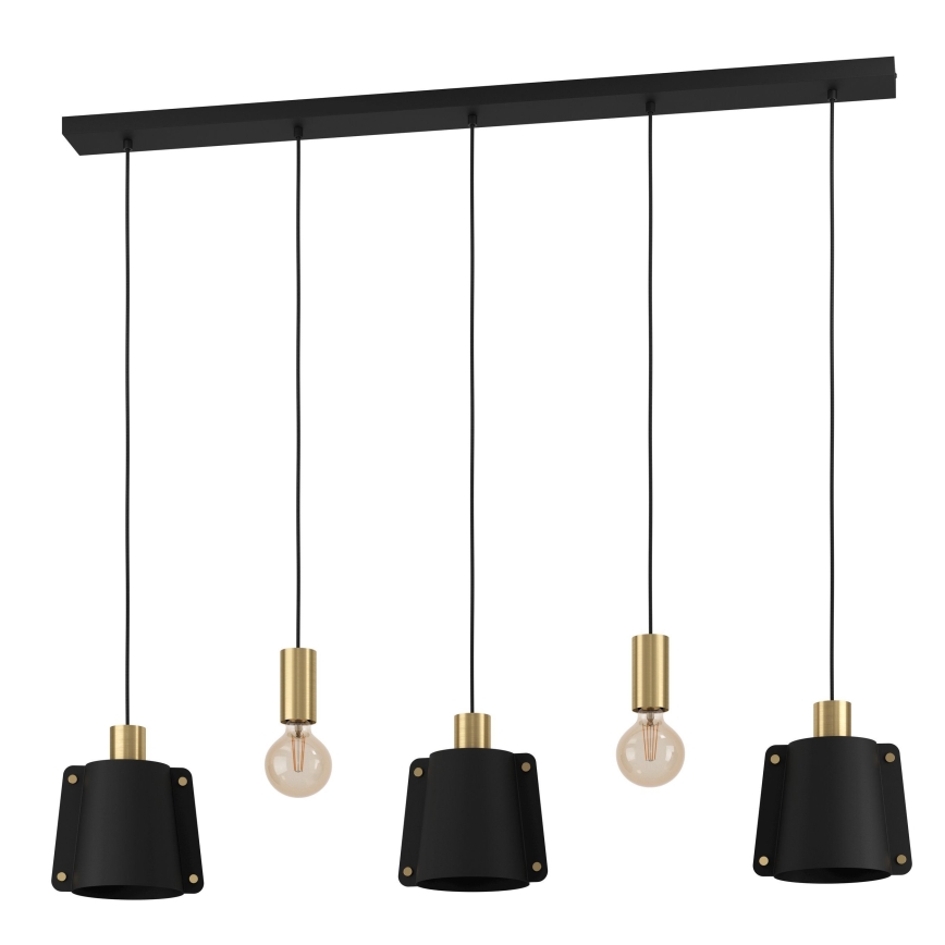 Eglo - Lampadario a sospensione con filo 5xE27/40W/230V nero/oro