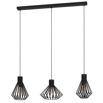 Eglo - Suspension filaire 3xE27/40W/230V noir